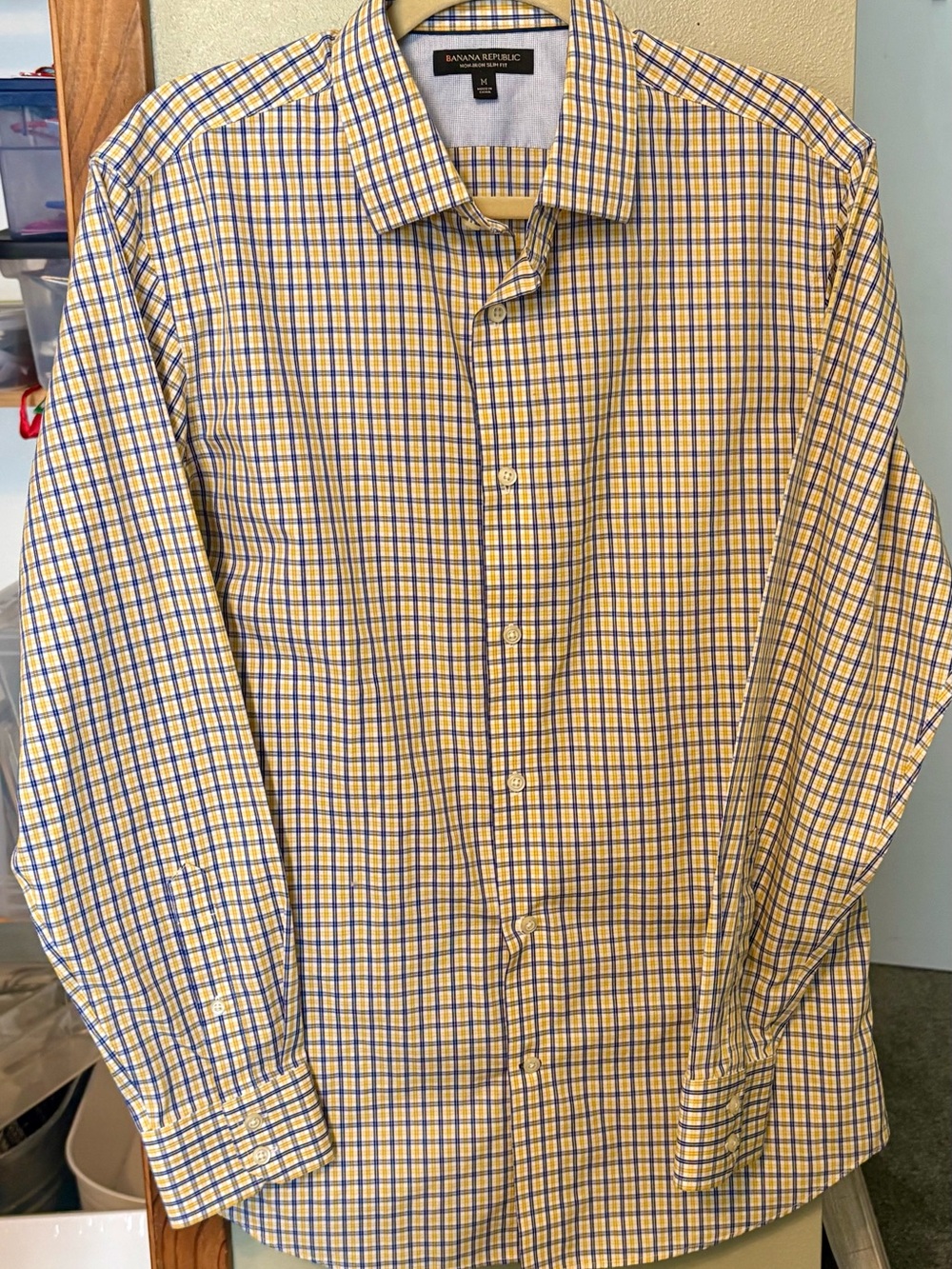 Banana Republic Yellow & Blue Windowpane Dress Shirt